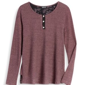 Papermoon Woven Split Back Knit Top